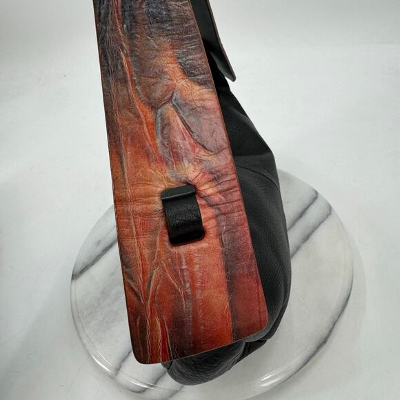 Bonini Y2K Abstract orange and black leather shoulder bag - Picture 9 of 10